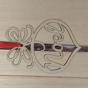 Noel Bememo Wooden Christmas Ornament 3.82 x 2.83 x 0.12 inches w Red ribbon